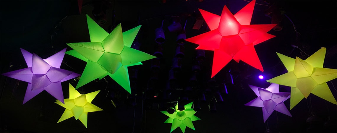 uv inflatables, giant fluorescent stars, hanging uv stars, inflatable star hire, coloured inflatable star, hire large inflatable, giant inflatable hire, hire cheltenham, event hire uk, cheltenham events.