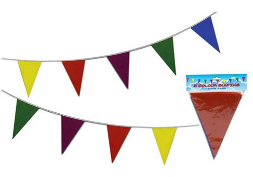 multi coloured bunting decorations