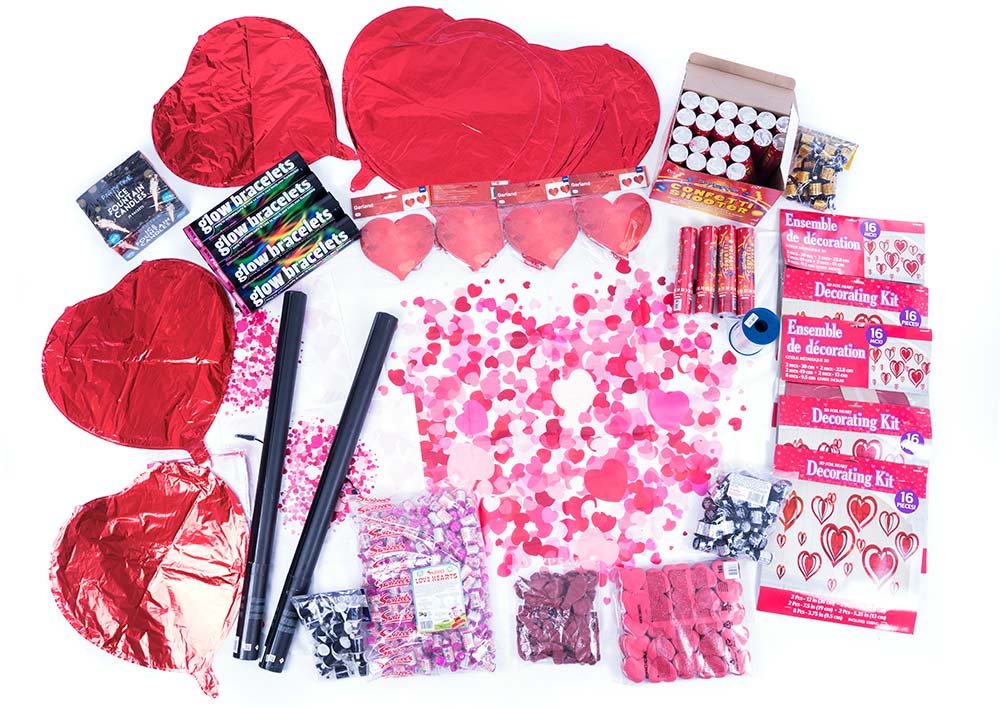 valentine party box, love theme event decorations, virtual party delivery, love party