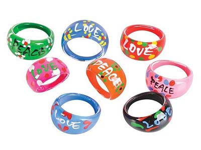 peace and love themed event fashion rings