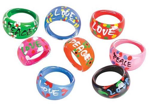 peace and love fashion rings, peace decorations